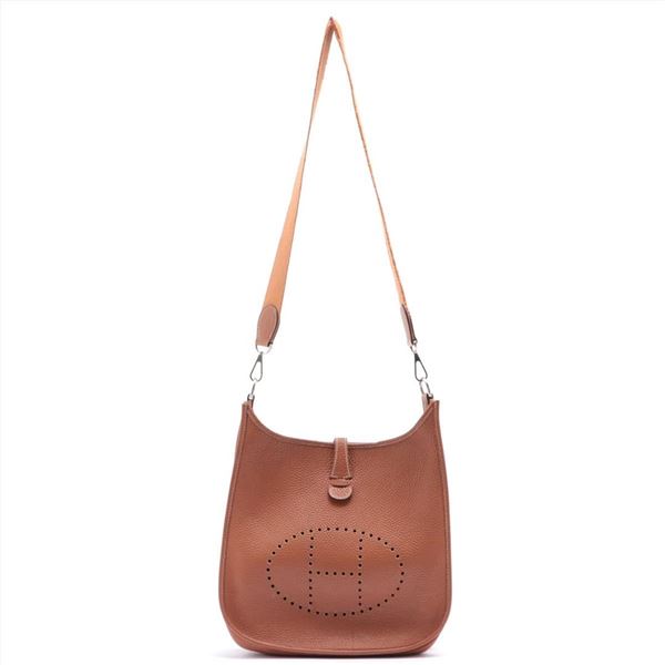 Hermes Gold Clemence Leather Evelyne I PM Bag