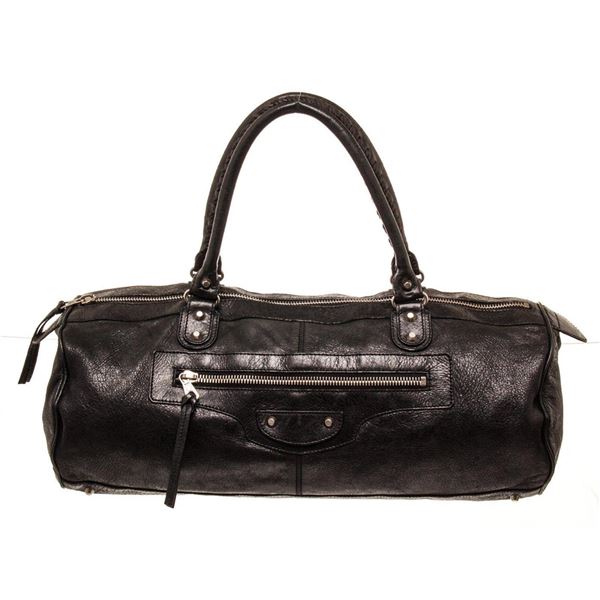 Balenciaga Black Leather East Waist Satchel Bag