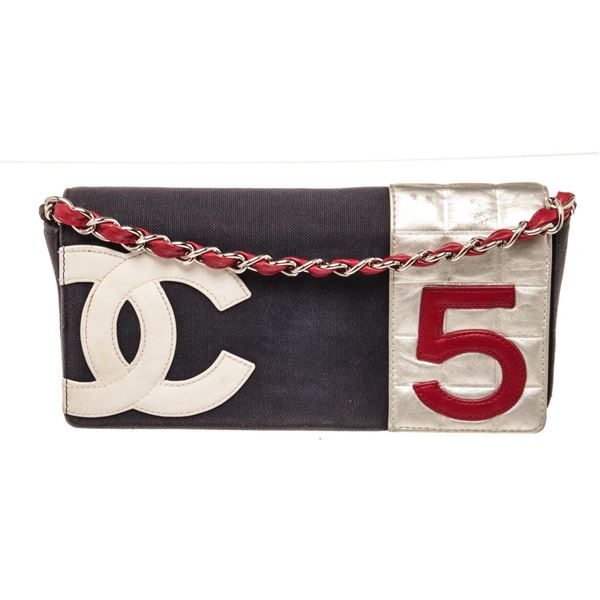 Chanel Blue White Denim Deauville WOC Shoulder Bag