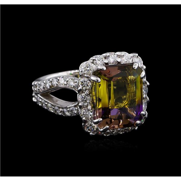 5.31 ctw Ametrine and Diamond Ring - 14KT White Gold