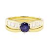 Image 2 : 1.17 ctw Blue Sapphire and Diamond Ring Set - 14KT Yellow Gold