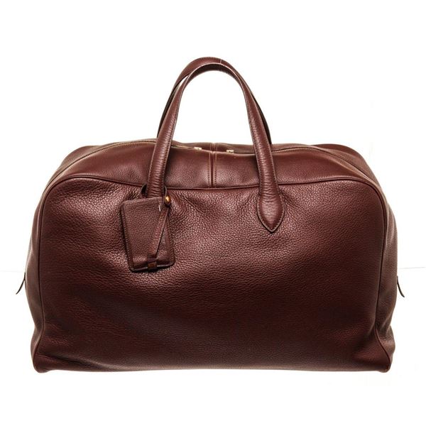 Hermes Brown Leather Victoria 50cm Travel Bag