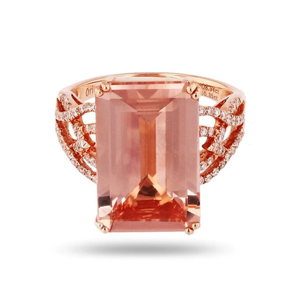 8.94 ctw Morganite and 0.35 ctw Diamond 14K Rose Gold Ring