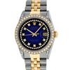 Image 2 : Rolex Mens 2 Tone Blue Vignette String Diamond Lugs Datejust Wristwatch