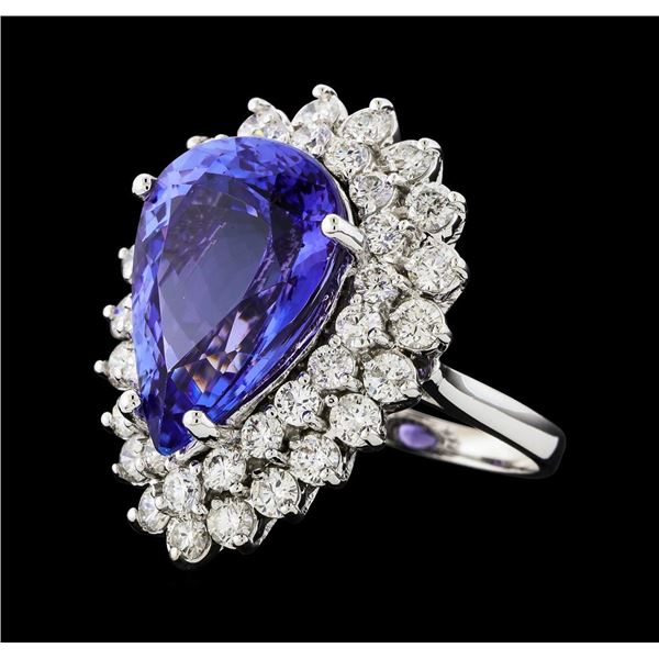 GIA Cert 12.13 ctw Tanzanite and Diamond Ring - 14KT White Gold