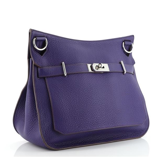 Hermes Purple Clemence Leather Jypsiere 31cm Satchel Bag
