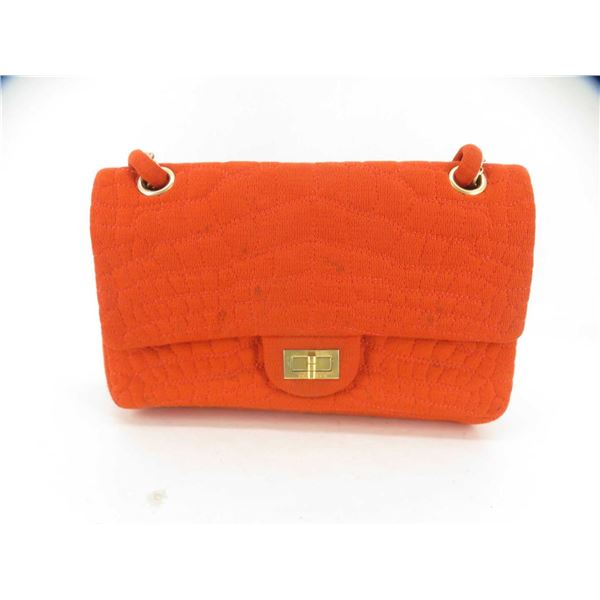 Chanel Orange Jersey Reissue Double Flap Medium Shoulder Bag