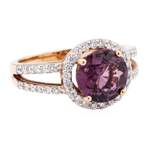 2.94 ctw Round Mixed Lavender Spinel And Round Brilliant Cut Diamond Ring - 14KT