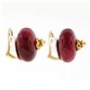 Image 5 : Vintage 18k Gold AGL Certified Large Bead No Heat Ruby Button Clip On Earrings