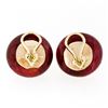 Image 6 : Vintage 18k Gold AGL Certified Large Bead No Heat Ruby Button Clip On Earrings