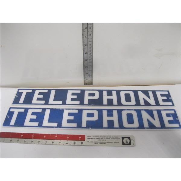 2-Vintage Plastic Telephone Signs