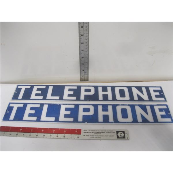 2-Vintage Plastic Telephone Signs