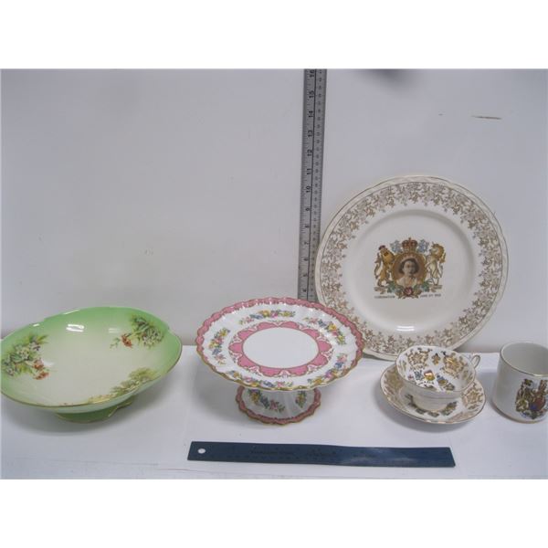 Misc. Antique Serving Dishes, Cup and Saucer