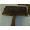 Image 4 : 2 Antique Wool Carders and 2 Wooden Mallets