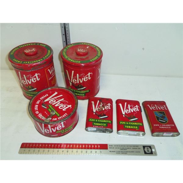 Variety of Antique  Velvet Tobacco Tins