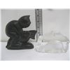 Image 1 : Signed Soapstone Carving and  Glass