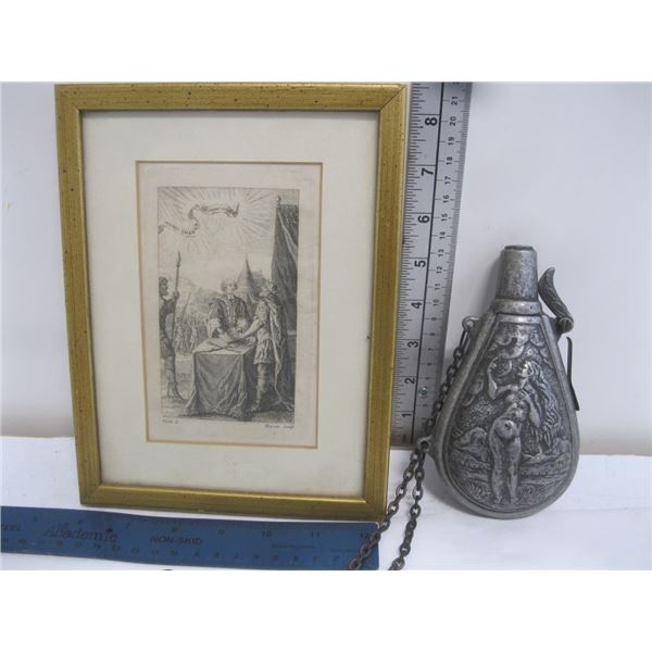 Reproduction Pewter Gun Powder Pouch and