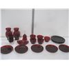 Image 1 : Misc. Vintage Red Glass Vases, Plates, Cups etc.