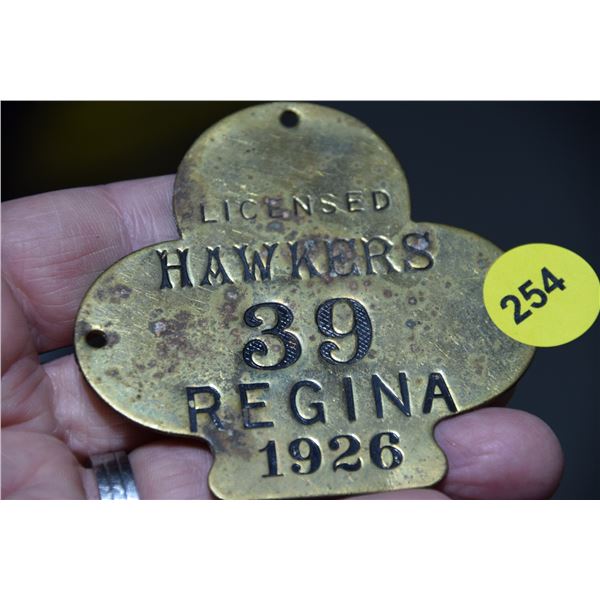 1926 Regina Hawkers License