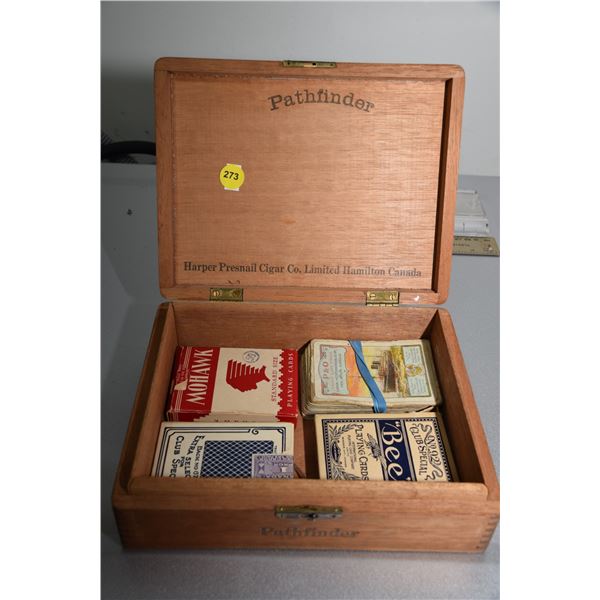 Lockingcigar box & playing cards