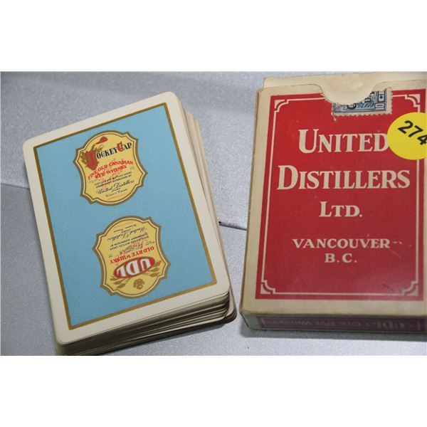 Antique liquor advertising playing cards