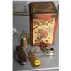 Image 1 : Tea tin, bell, knife, etc