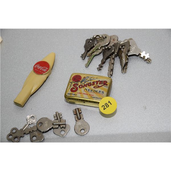 Needle tin, keys, etc