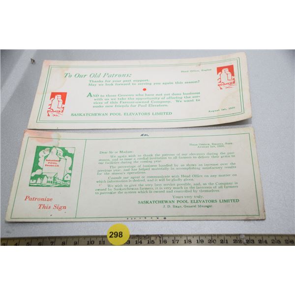 1936 & 1939 Sask Wheat Pool Blotters