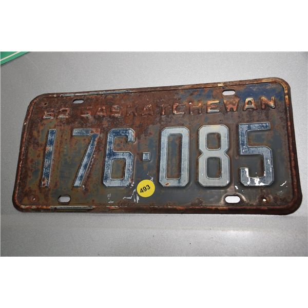 1953 Sask License plate