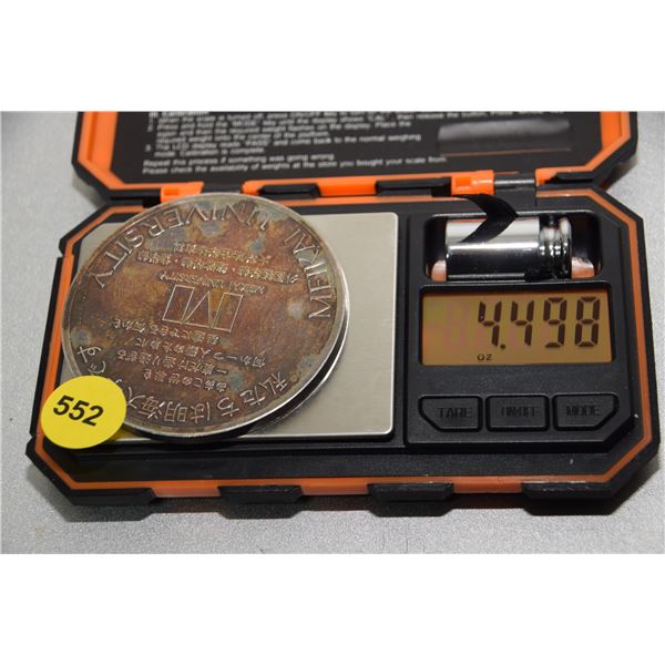 4.49oz .9999 silver school medal