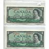 Image 1 : Lot of 2 Consecutive Serial Number 1954 Modified Portrait $1 Notes. Beattie-Coyne signatures. G/M Pr