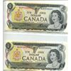 Image 1 : Lot of 2 Consecutive Serial Number 1973 $1 Notes. Crow-Bouey signatures. BCK Prefix. Serial Numbers 