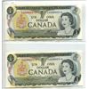 Image 1 : Lot of 2 consecutive Serial Number 1973 $1 Notes. Lawson-Bouey signatures. EAK Prefix. Serial Number