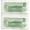 Image 2 : Lot of 2 consecutive Serial Number 1973 $1 Notes. Lawson-Bouey signatures. EAK Prefix. Serial Number