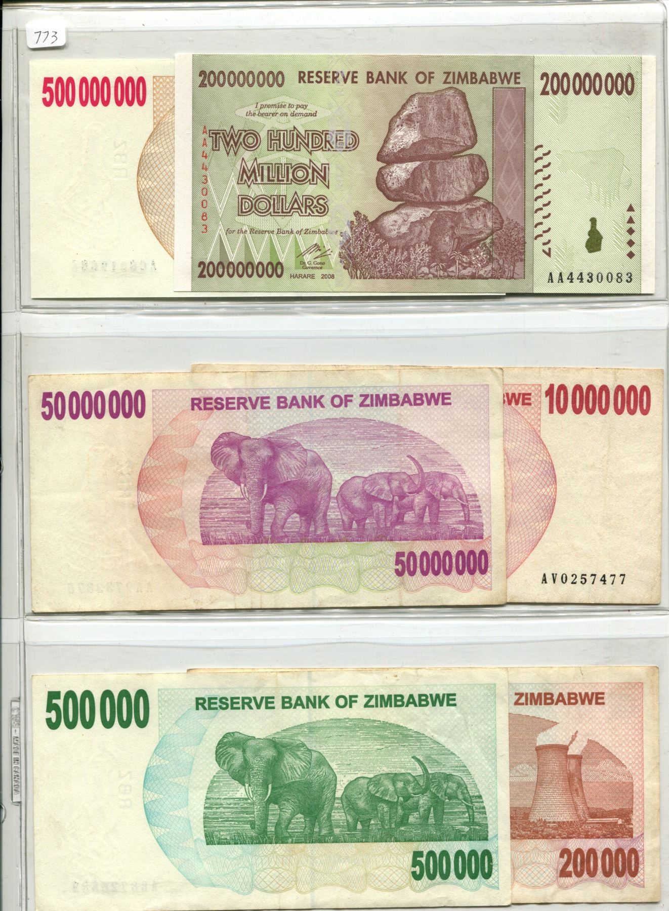 Lot Of 6 2008 Zimbabwe Hyper Inflation Notes Reserve Bank Of Zimbabwe Lot Of 6 2008 Zimbabwe Hyper Inflation Notes Reserve Bank Of Zimbabwe