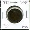 Image 1 : 1893 Canadian Victorian Large Cent. VF-30. Nice.