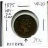 Image 1 : 1895 Canadian Victorian Large Cent. Obverse Die Crack. Key Date. VF-20.