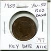 Image 1 : 1900 Canadian Victorian Large Cent. Key Date. AU-50 Red & Brown. Nice.