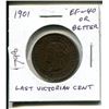 Image 1 : 1901 Canadian Victorian Large Cent. The last cent issued for Queen Victoria. EF-40 or better.