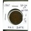 Image 1 : 1905 Canadian Large Cent. Key Date. VF-30 or better.