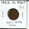Image 1 : 1922 Canadian Small Cent. Key Date. VG-8.