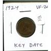 Image 1 : 1924 Canadian Small Cent. Key Date. VF-20.