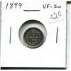 Image 1 : 1899 Canadian Victorian Silver 5 Cents. VF-20.