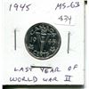 Image 1 : 1945 Canadian Steel 5 Cents. V For VICTORY. Last year of World War II. Choice Mint State MS-63. Nice