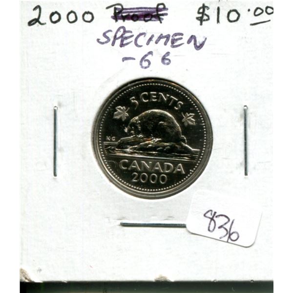 2000 Nickel 5 Cents. Specimen-66. From a Specimen Set. Nice.