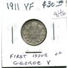 Image 1 : 1911 Canadian Silver 10 Cents. The first 10 Cents issued for George V. VF-20. Nice.