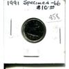 Image 1 : 1991 Canadian 10 Cents. Specimen-66 from a Specimen Set. Nice.