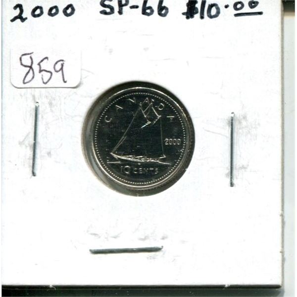 2000 Canadian 10 Cents. Specimen-66 from a Specimen Set. Nice.