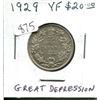 Image 1 : 1929 Canadian Silver 25 Cents. First year of the Great Depression. VF-20. Nice.