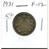 Image 1 : 1931 Canadian Silver 25 Cents. F-12.